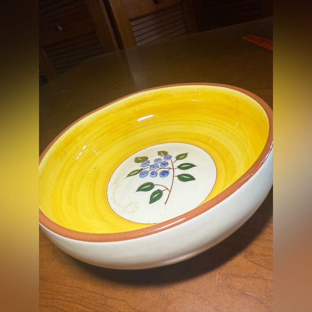 Stangl Pottery Blueberry Bowl Vintage Trenton NJ Yellow Berry Dish Mid Century